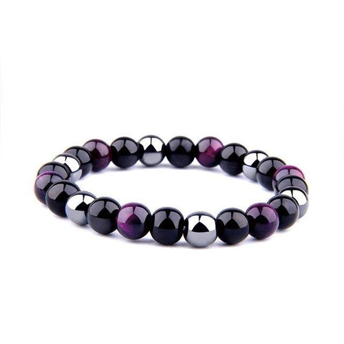 Bracelet Anti-Stress Élégant : Hématite et Agate Violette