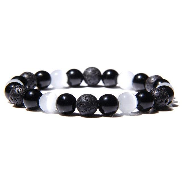 Bracelet Anti-Stress Pierre de Lave & Oeil de Chat
