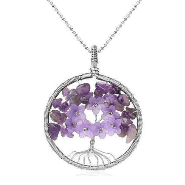 Collier Arbre de Vie avec Pierre Naturelle
