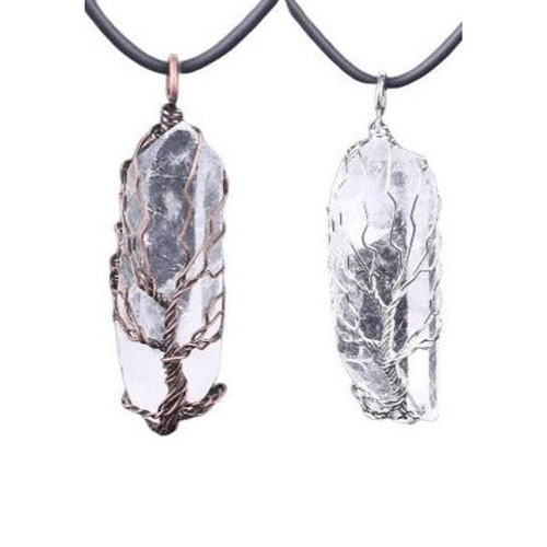 Collier Arbre Vie Cristal Roche - Élégance Spirituelle