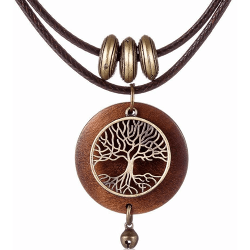 Collier Arbre de Vie en Bois Naturel