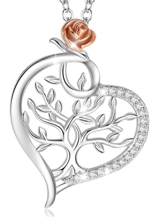 Pendentif Arbre de Vie Coeur de Rose