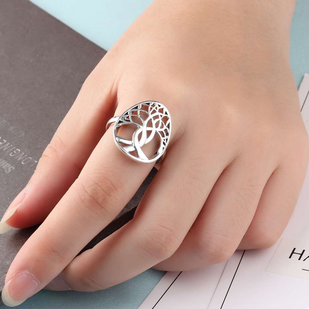 Bague Anti-Stress Arbre de Vie en Argent Massif
