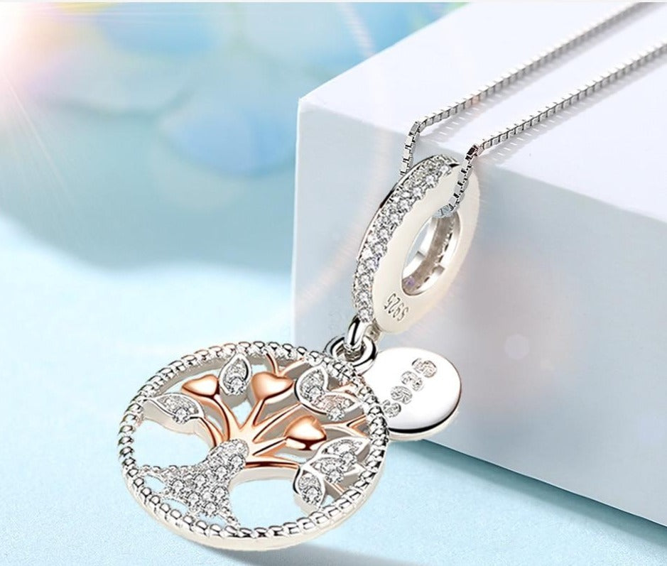 Collier Arbre de Vie Fleurs Dorées en Argent et Or