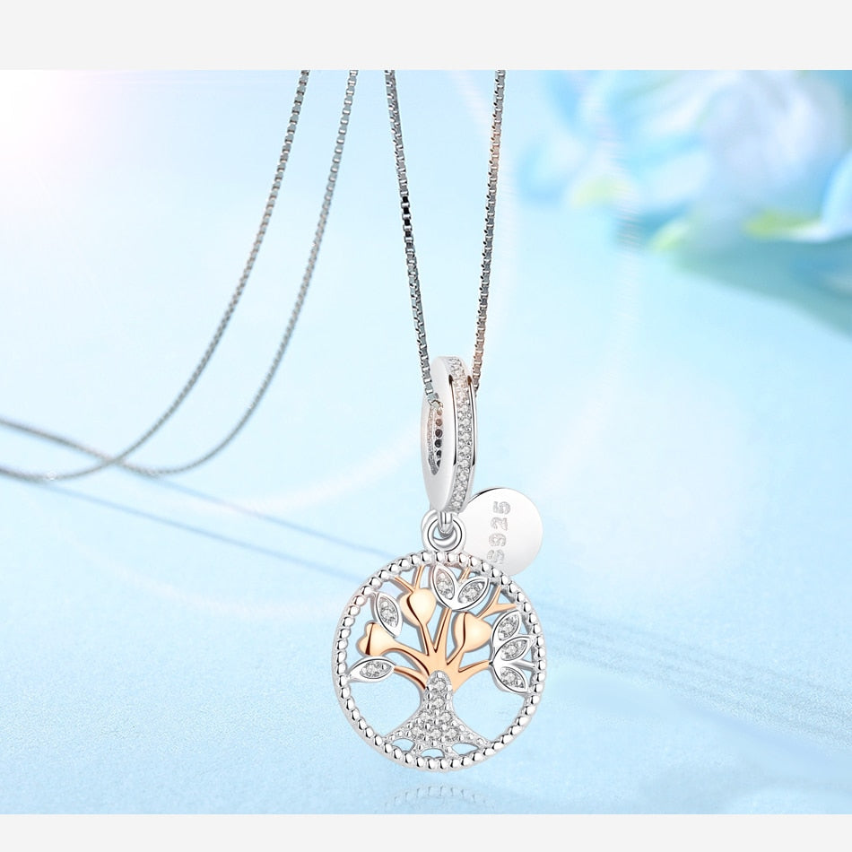 Collier Arbre de Vie Fleurs Dorées en Argent et Or