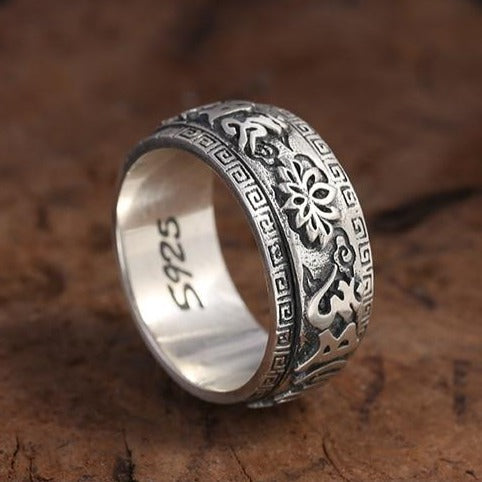 Bague Anti-Stress Croix Gammée Bouddhiste (Argent)