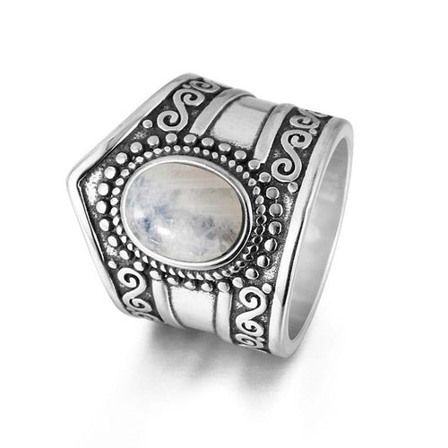 Bague Zen Pierre de Lune : Éclat Éthnique, Élégance Intemporelle