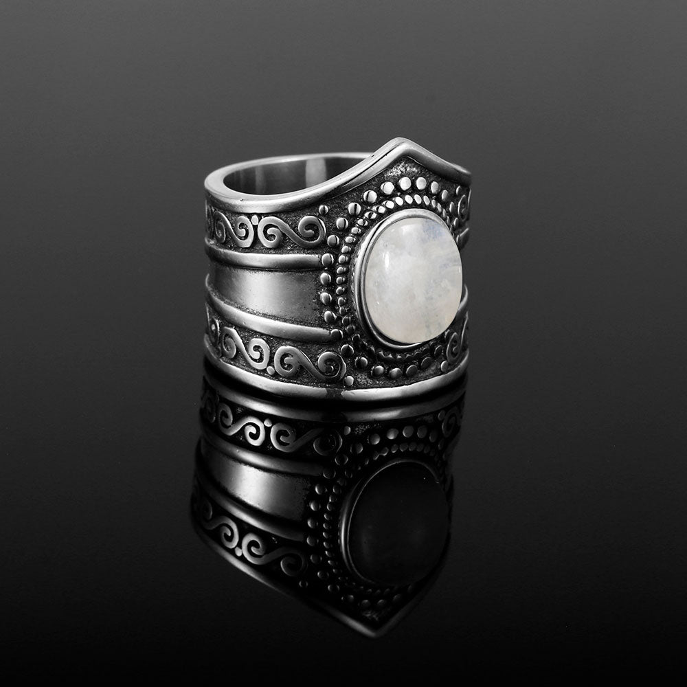 Bague Zen Pierre de Lune : Éclat Éthnique, Élégance Intemporelle