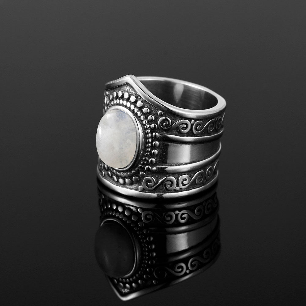 Bague Zen Pierre de Lune : Éclat Éthnique, Élégance Intemporelle