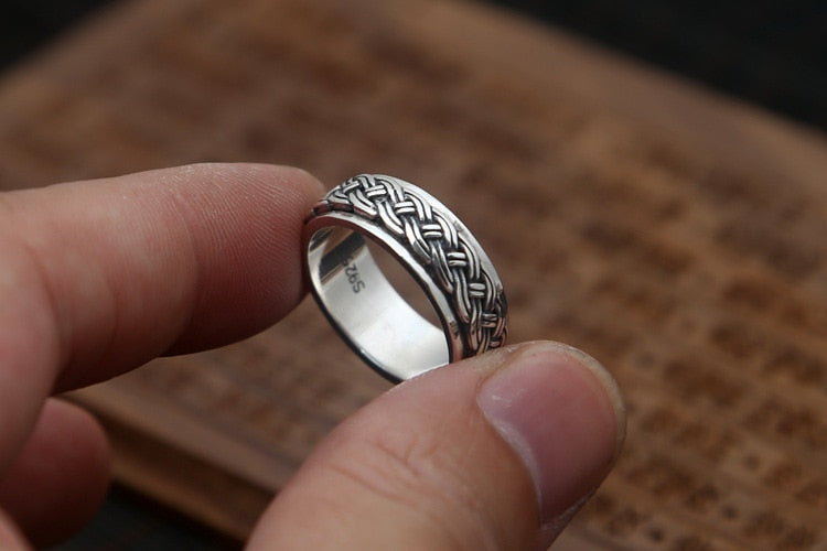 Bague Anti-Stress Anneau Tressé (Argent)