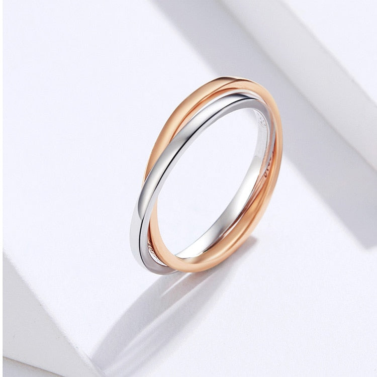 Bague Anti-Stress 2 Anneaux Croisés Argent - Élégance et Sérénité