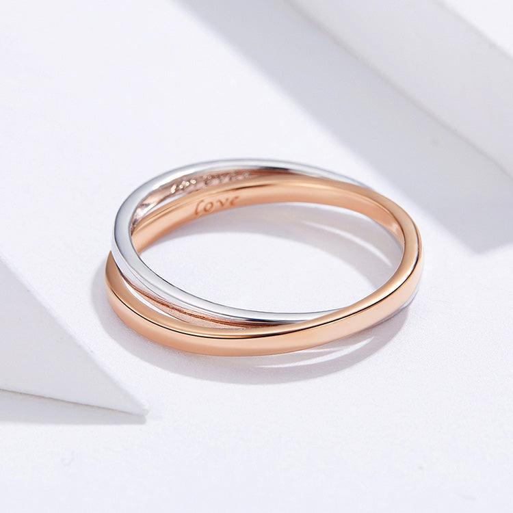 Bague Anti-Stress 2 Anneaux Croisés Argent - Élégance et Sérénité