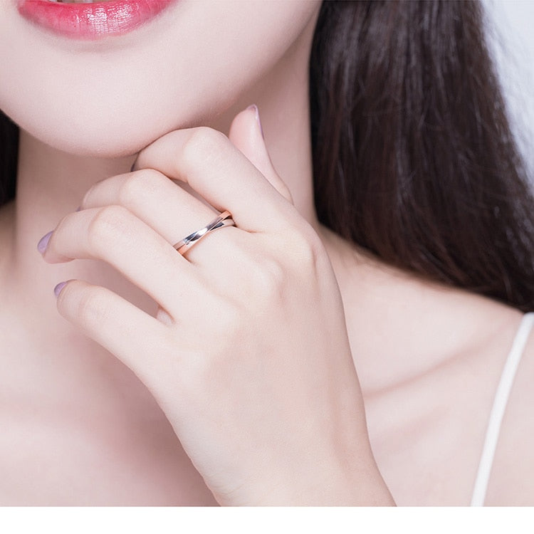 Bague Anti-Stress 2 Anneaux Croisés Argent - Élégance et Sérénité