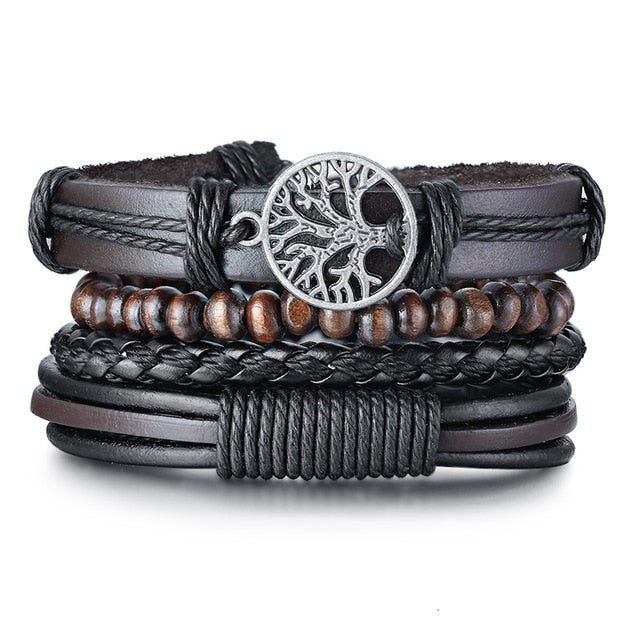 Bracelet Cuir Arbre de Vie Anti-Stress : Élégance et Bien-être Réunis