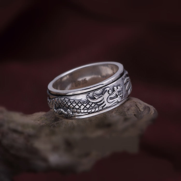 Bague Anti-Stress Dragon en Argent
