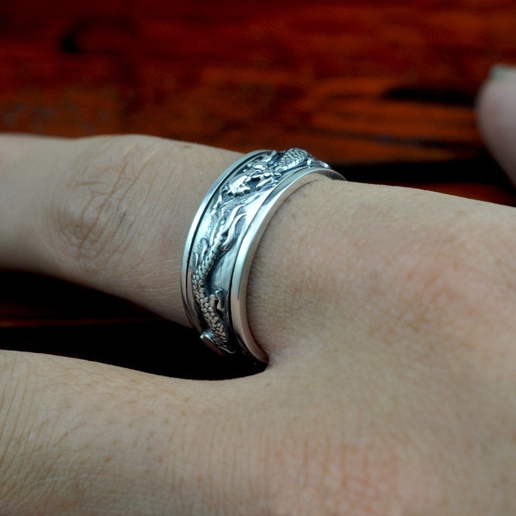 Bague Anti-Stress Dragon en Argent