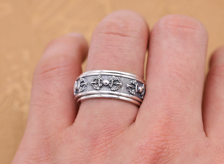 Bague Anti-Stress Tibétaine en Argent - Réconfort et Élégance