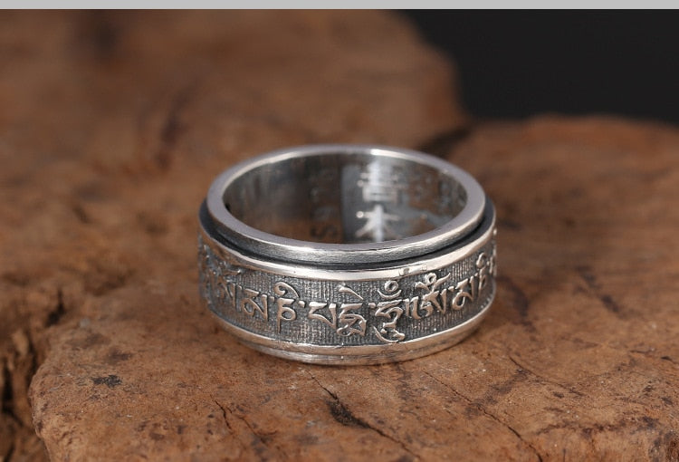 Bague Anti-Stress Om Mani Padme Hum en Argent