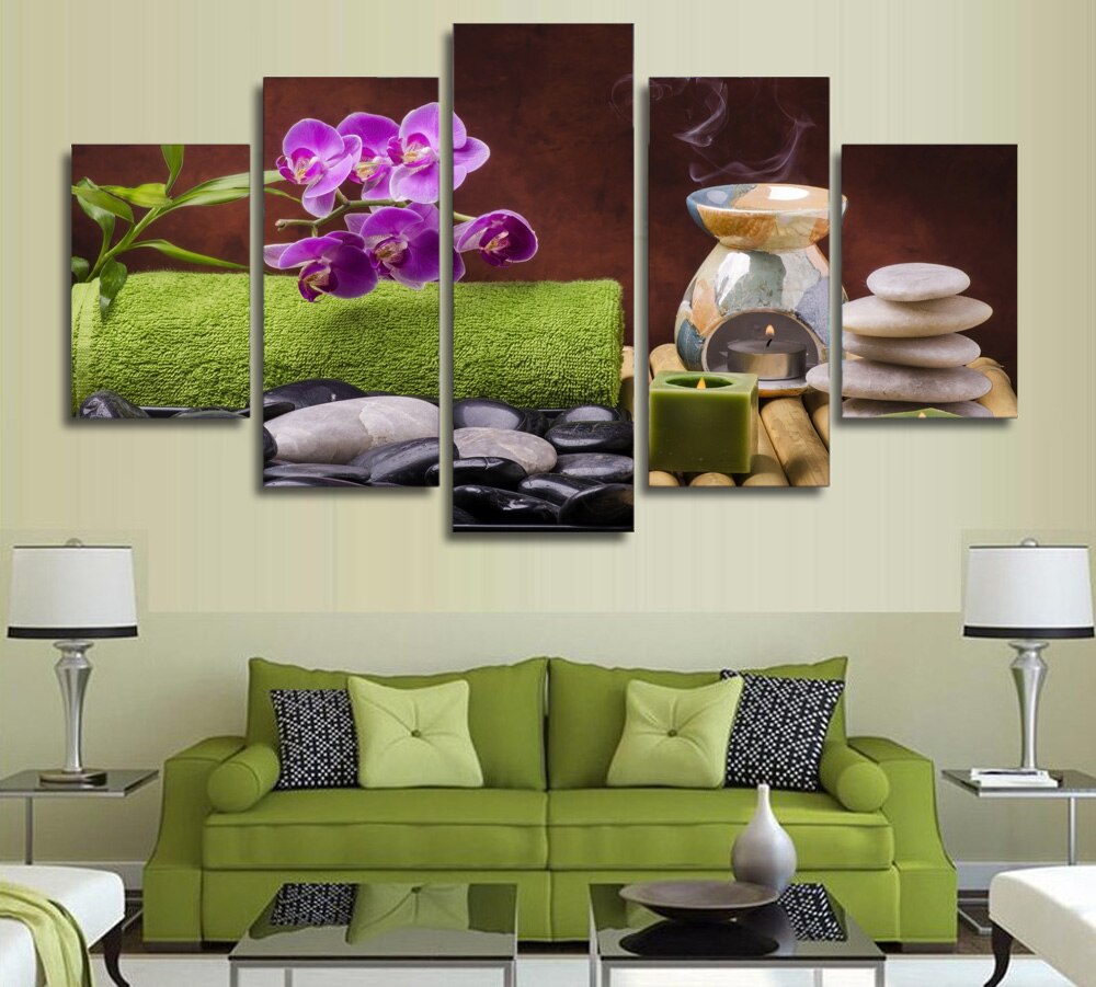 Tableau Zen Galets et Fleurs - Harmonie et Sérénité