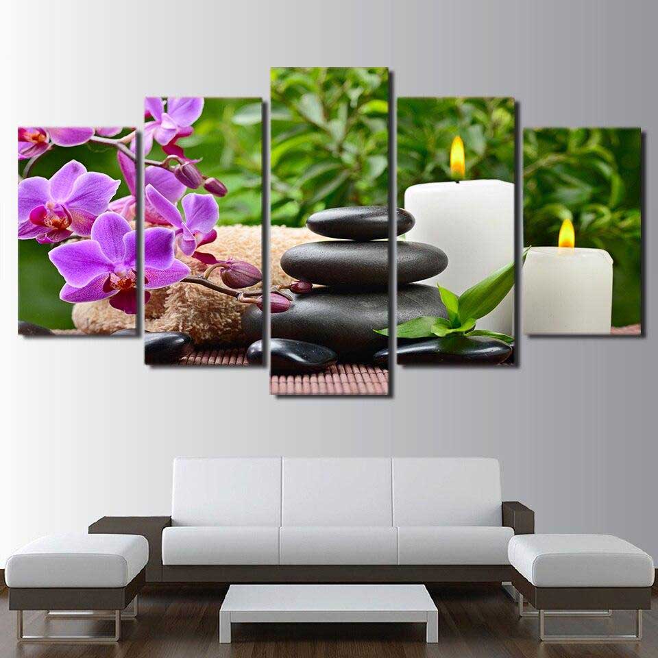 Tableau Zen Galet Bougie - Ambiance Apaisante et Élégante