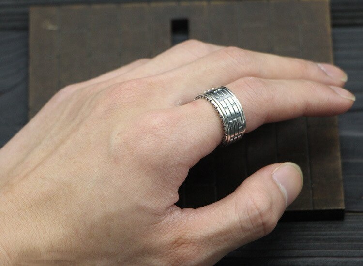 Bague Anti-Stress en Argent avec Signe Chinois