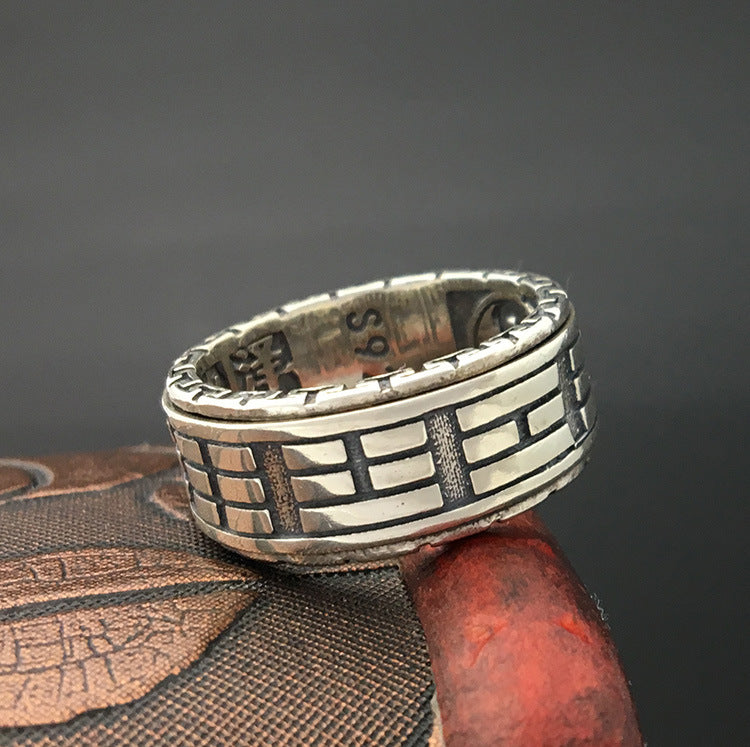 Bague Anti-Stress en Argent avec Signe Chinois