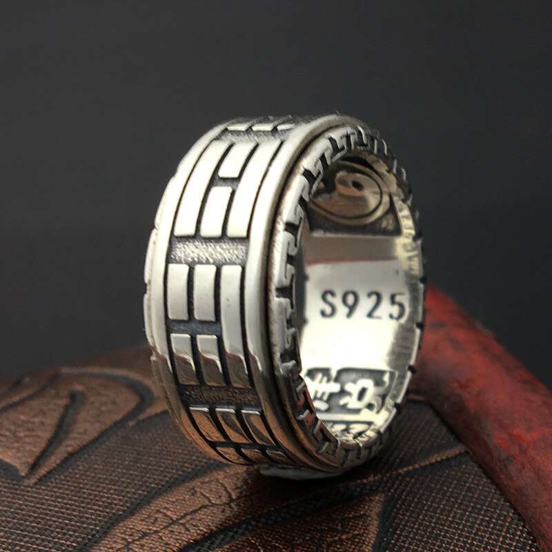 Bague Anti-Stress en Argent avec Signe Chinois