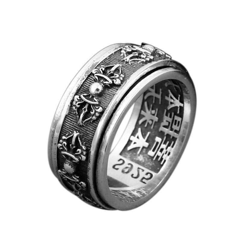 Bague Anti-Stress Tibétaine en Argent - Réconfort et Élégance