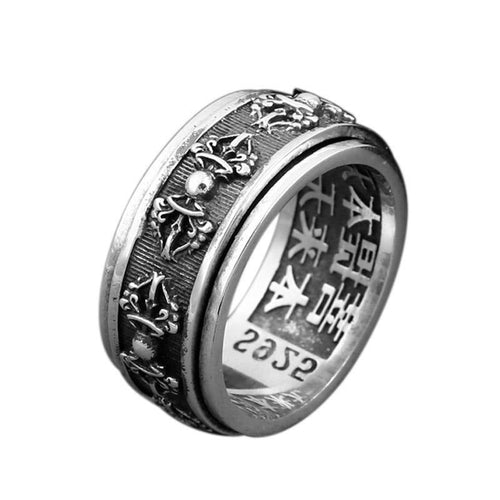 Bague Anti-Stress Tibétaine en Argent - Réconfort et Élégance
