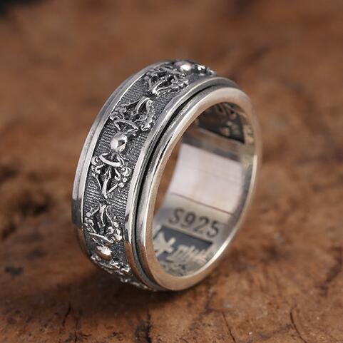 Bague Anti-Stress Tibétaine en Argent - Réconfort et Élégance