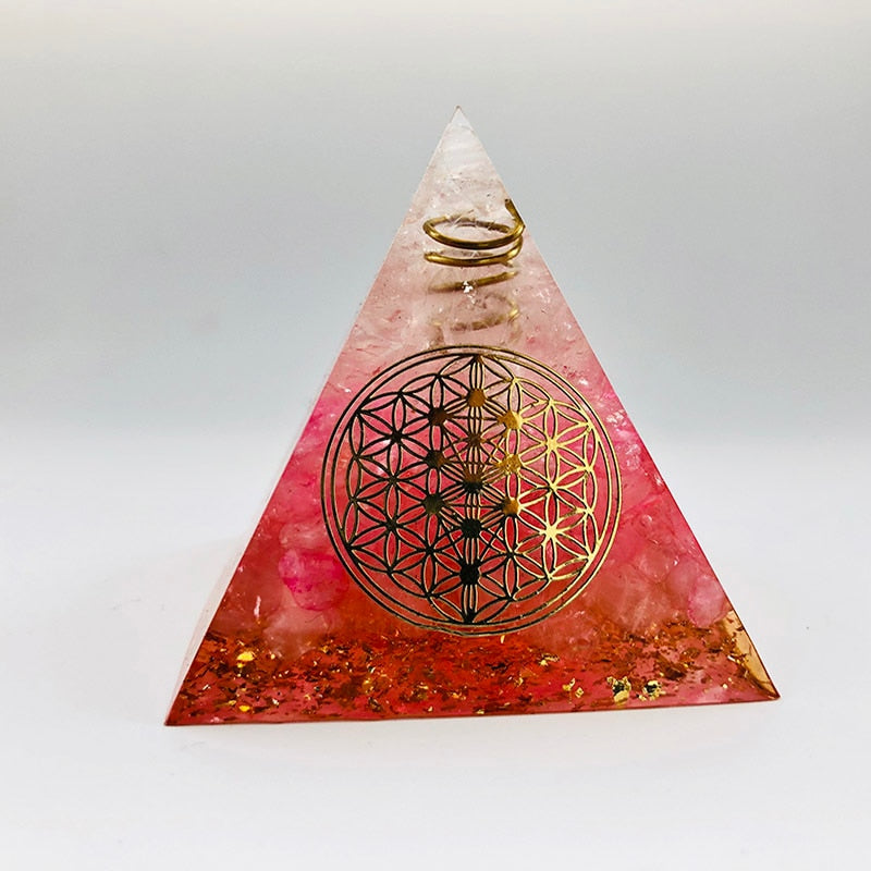 Orgonite Pyramide Fleur de Vie en Métal Puissante