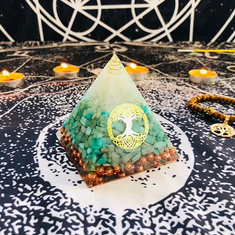 Orgonite Arbre de Vie Sérénité Intérieure Cuivre Amazonite Cristal de Roche
