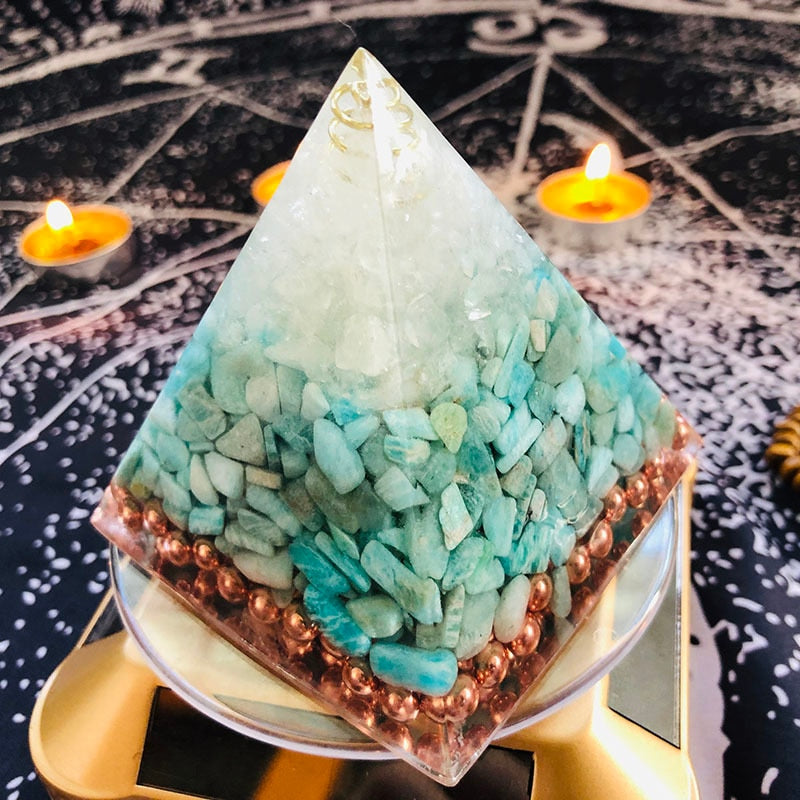 Orgonite Arbre de Vie Sérénité Intérieure Cuivre Amazonite Cristal de Roche