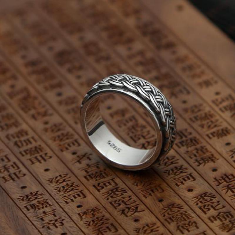 Bague Anti-Stress Anneau Tressé (Argent)