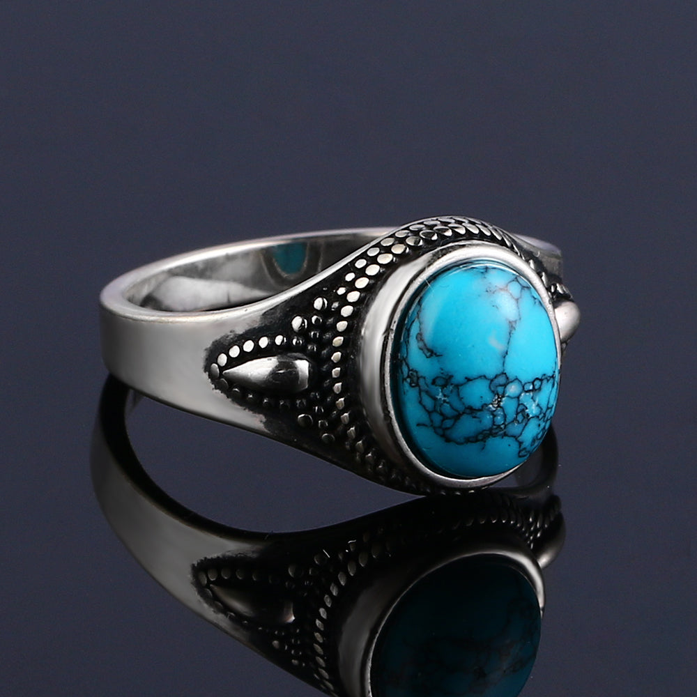 Élégante Bague Zen Argent et Turquoise: Raffinement Pur et Sérénité