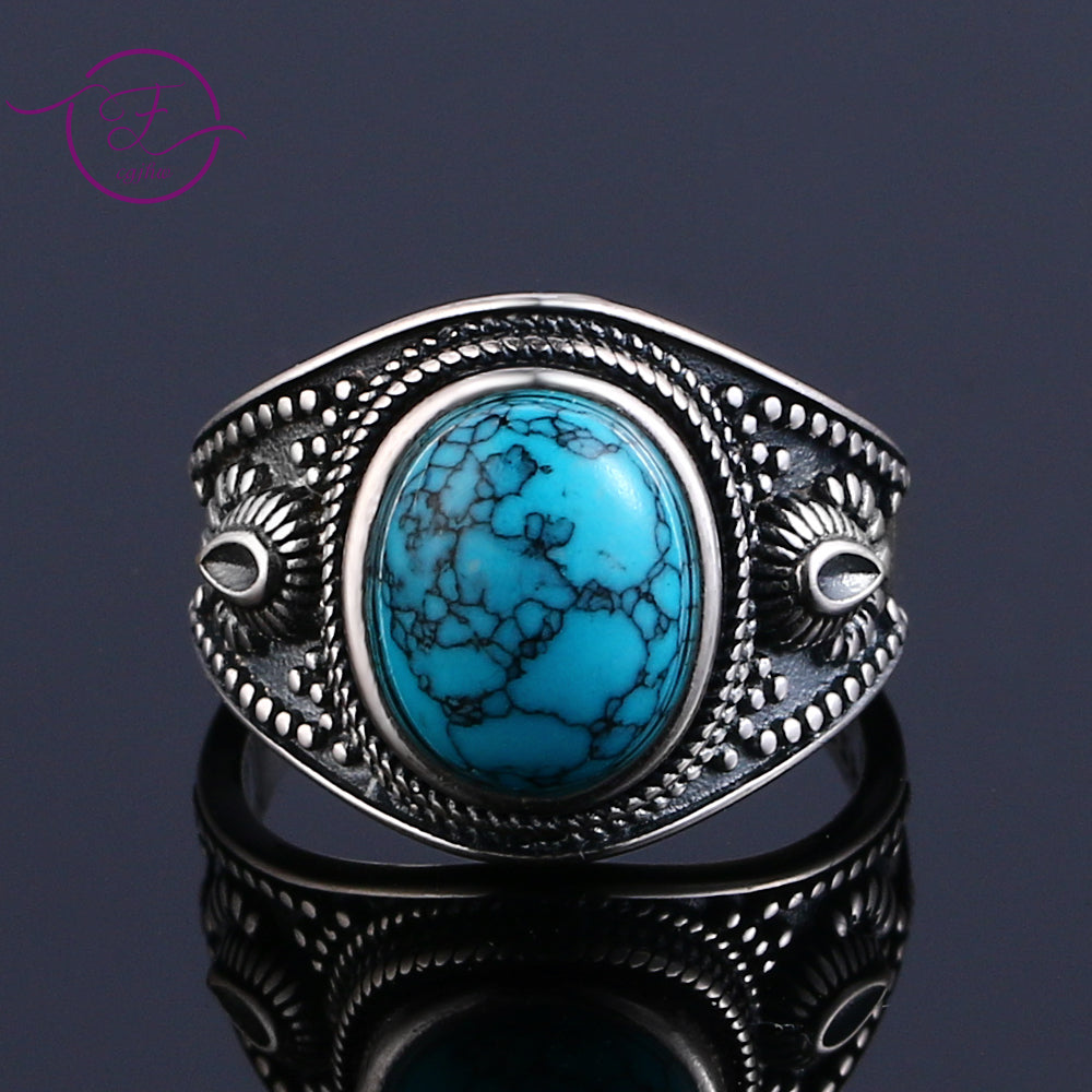 Bague Zen Argent Turquoise - Élégance et Sérénité au Naturel