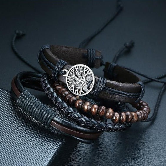 Bracelet Cuir Arbre de Vie Anti-Stress : Élégance et Bien-être Réunis