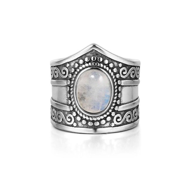 Bague Zen Pierre de Lune : Éclat Éthnique, Élégance Intemporelle