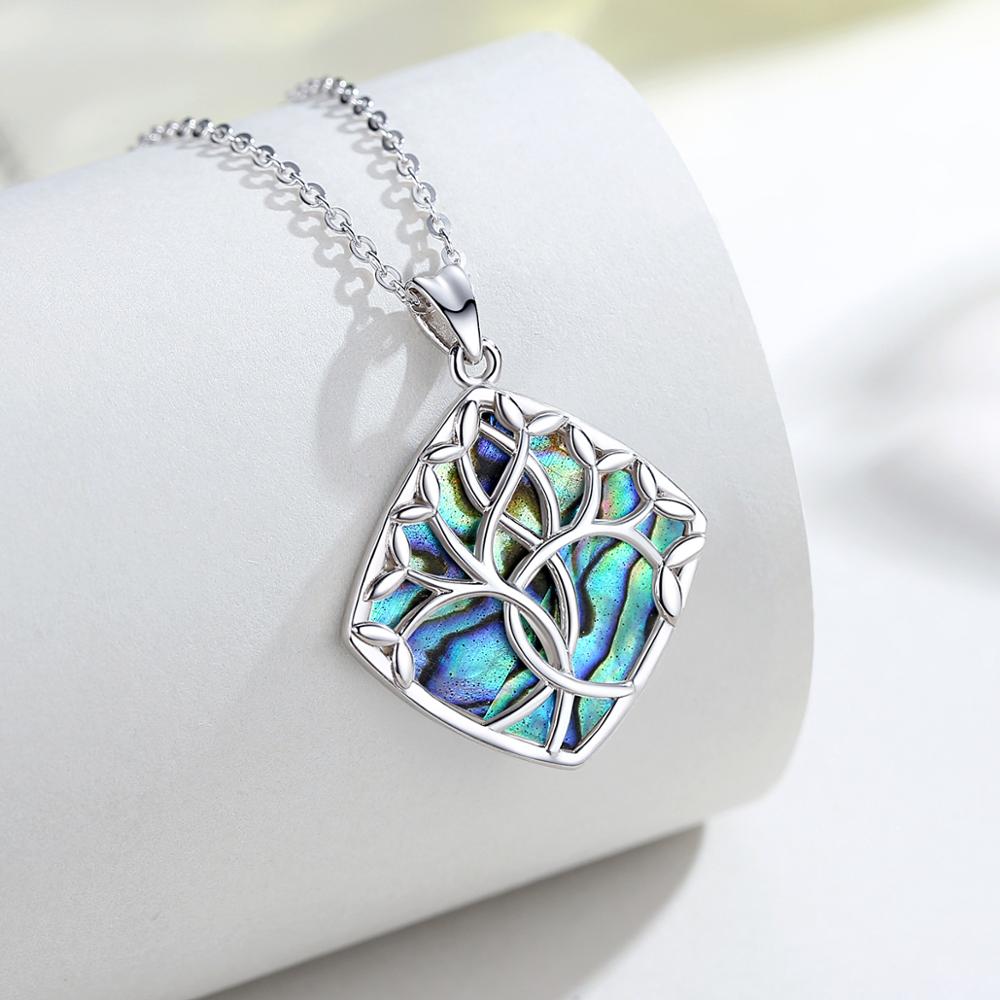 Collier Arbre de Vie Argent Bleu Nacre