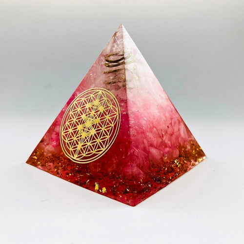 Orgonite Pyramide Fleur de Vie en Métal Puissante