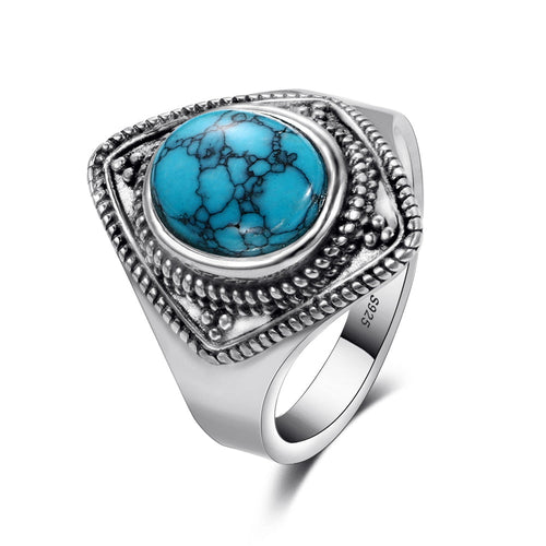 Bague Zen Argent Turquoise Élégance Éthnique