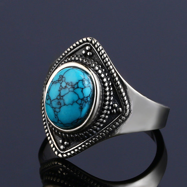 Bague Zen Argent Turquoise Élégance Éthnique