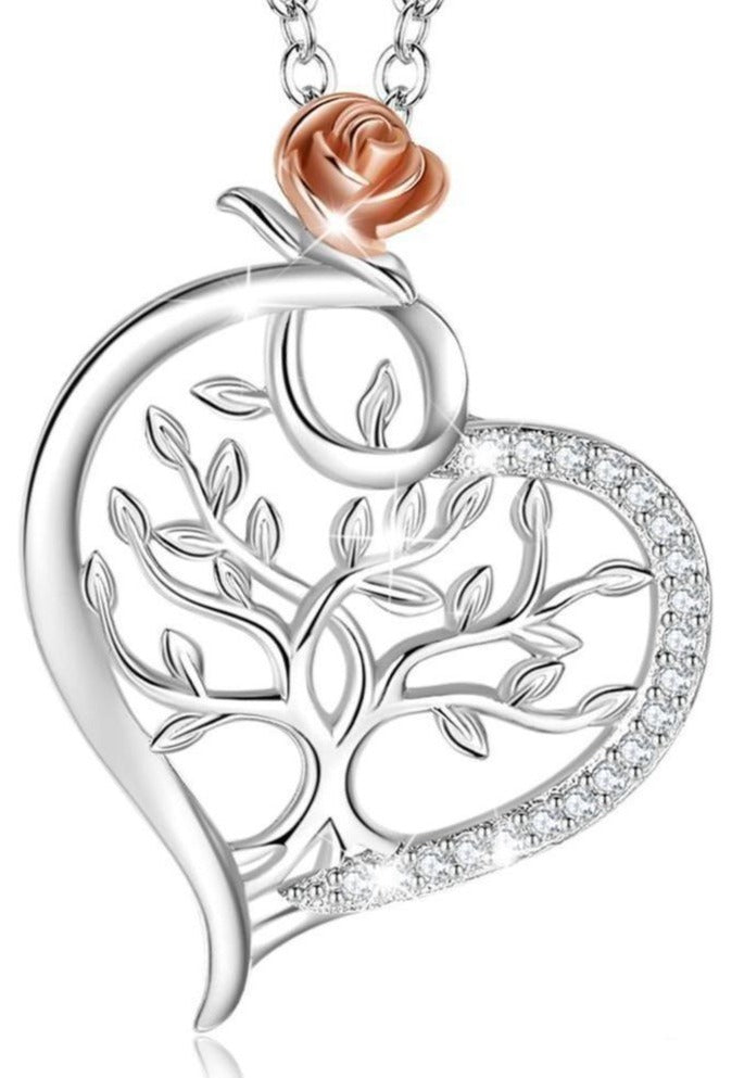 Pendentif Arbre de Vie Coeur de Rose