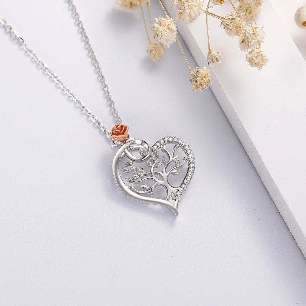 Pendentif Arbre de Vie Coeur de Rose