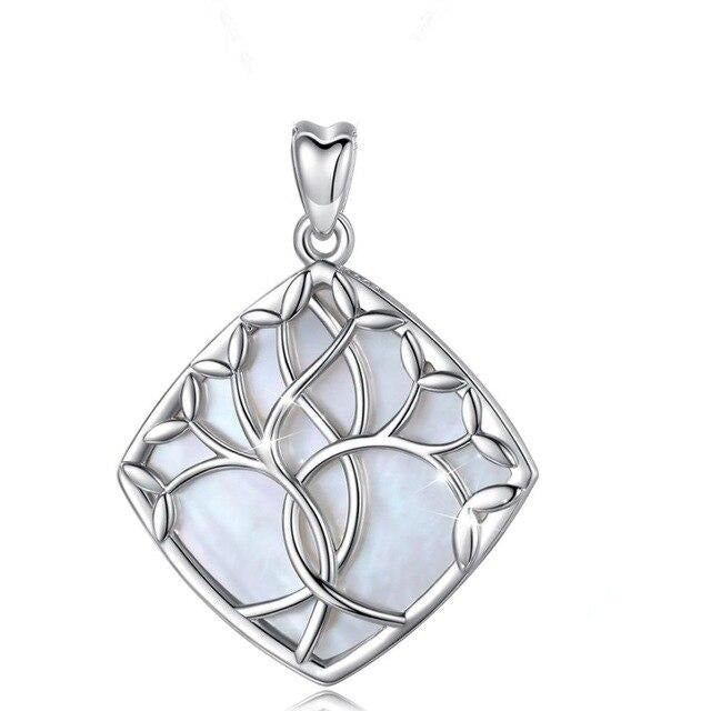 Collier Arbre de Vie Argent Bleu Nacre