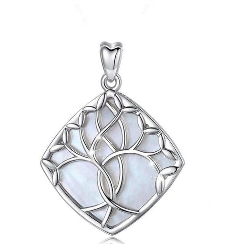 Collier Arbre de Vie Argent Bleu Nacre