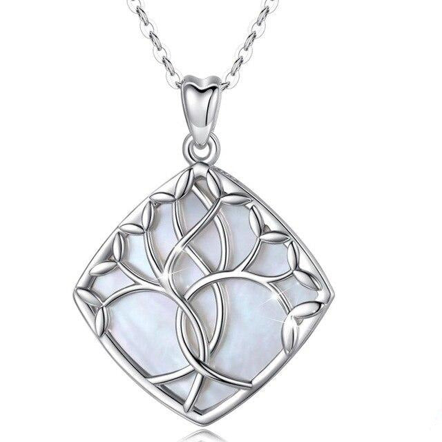 Collier Arbre de Vie Argent Bleu Nacre