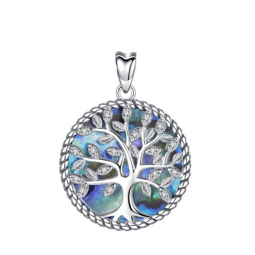 Collier Arbre de Vie Bleu Nacré Élégant et Symbolique en Argent Massif
