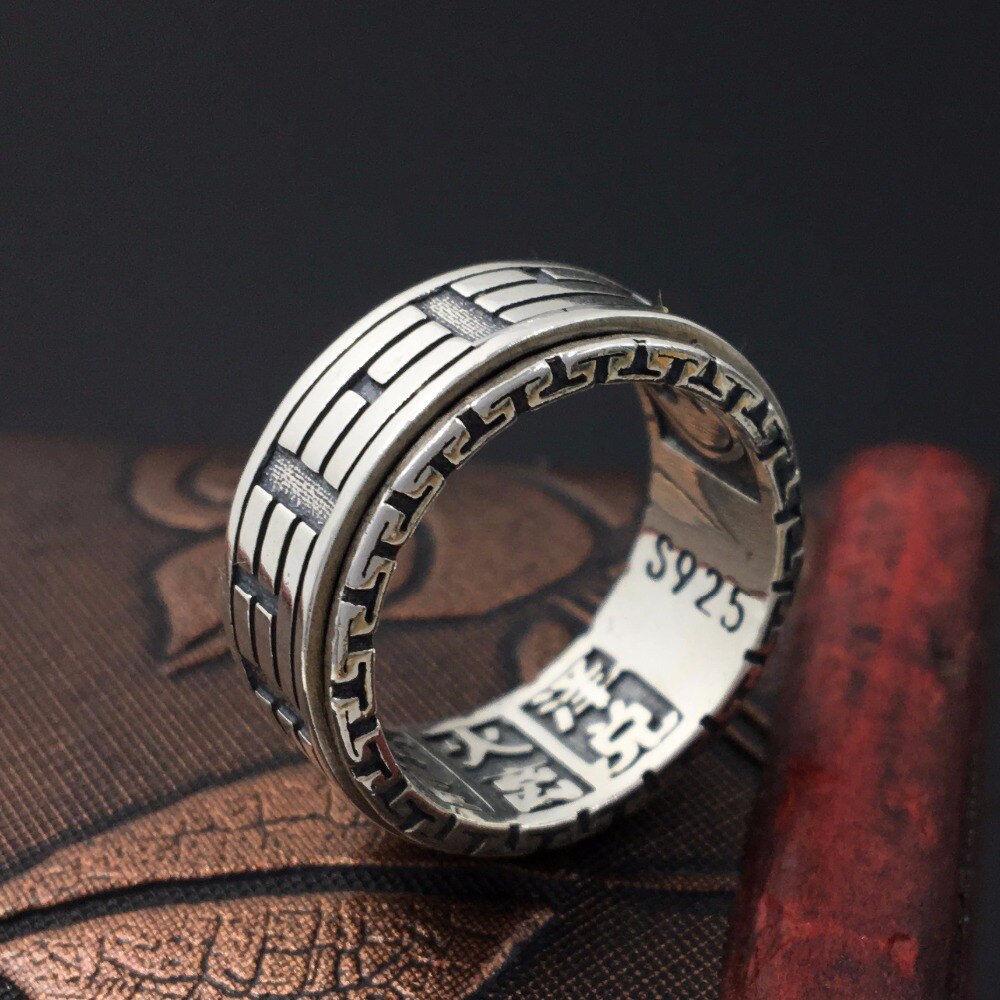 Bague Anti-Stress en Argent avec Signe Chinois