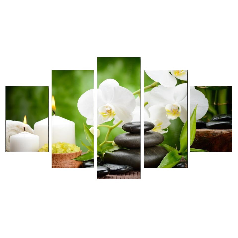 Tableau Zen Bougies Galets - Ambiance Relaxante et Élégance Naturelle